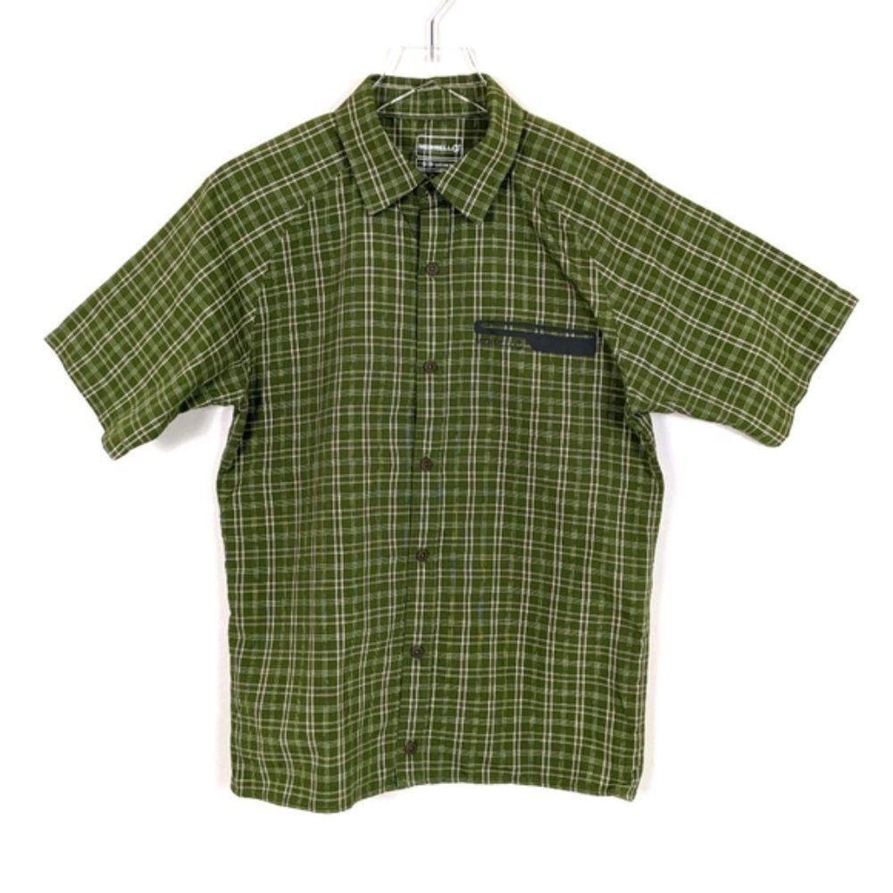 Merrell Men's Opti Wick Green Plaid Shirt Small